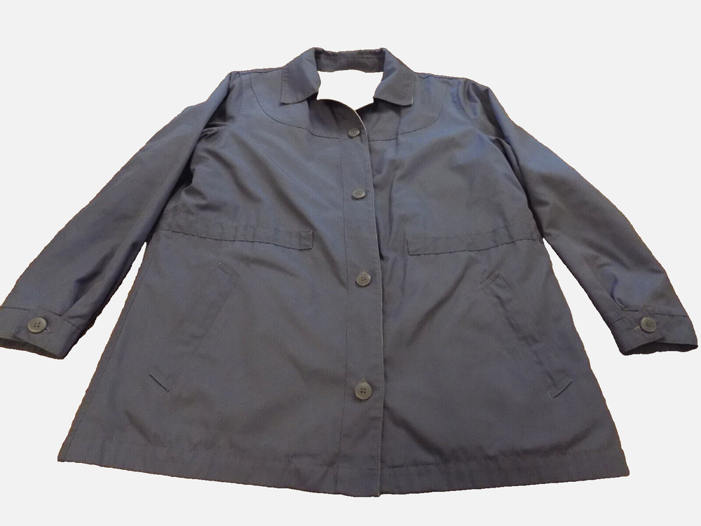 Vtg London Fog Women’s Rain Coat Removable Warm Liner sz 11/12 Deep Blue EUC